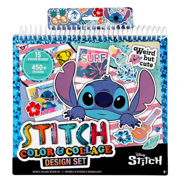Fashion Angels Disney Stitch Color & Collage Design Set - 15 Colorable Lilo and Stitch Posters - Add Your Own Designs with 7 Inc