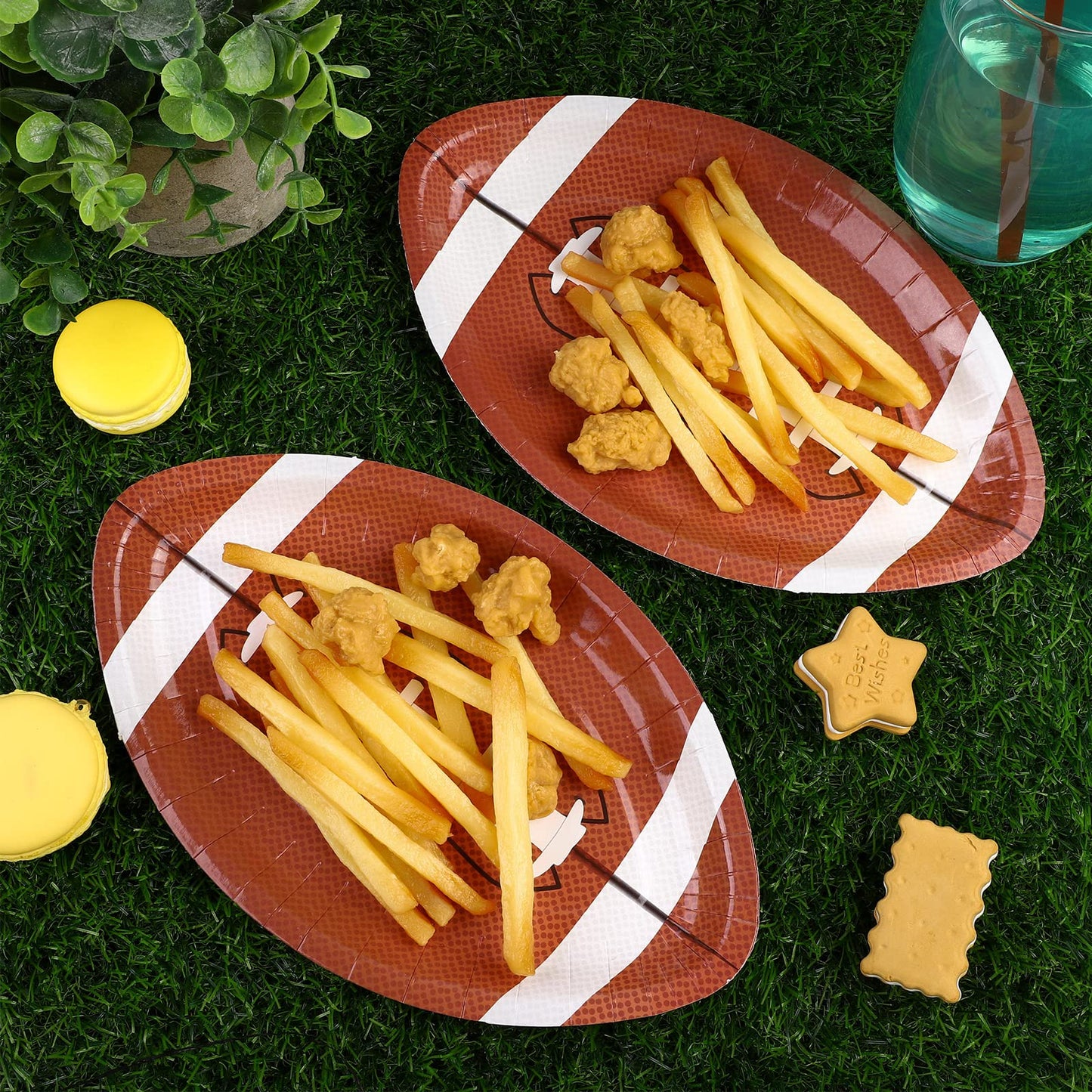 Adxco 100 Pieces Football Shaped Disposable Paper Plates Football Party Plates Football Party Supplies For Football Theme Party Supplies Sports Game Birthday Decoration, 9.4 X 5.9 Inch