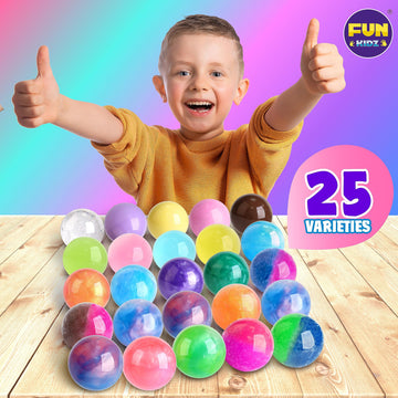 Big 25 Variety Slime Balls Party Favors For Kids, Funkidz 5.5Cm Ball Size Bulk Premade Slime Pack Toys For Boys Girls 6-12 With Galaxy, Butter, Cloud, Unicorn, Mermaid, Glow, Clear Slimes