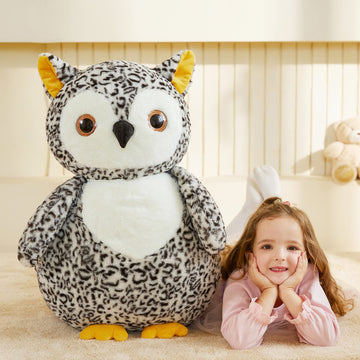 EARTHSOUND Giant Owl Plush Toy - 23" Light Gray Jumbo Stuffed Animal, Soft Polyester, Model 2236534, Perfect Gift for Kids