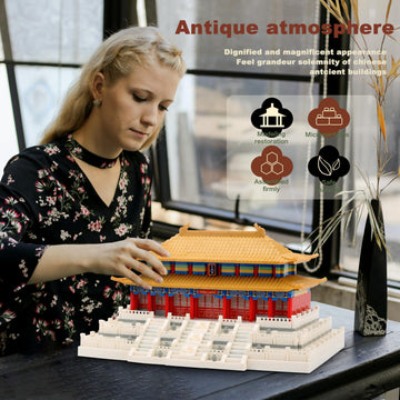 Wriyvngs Chinese Architecture Micro Building Blocks Set Hall Of Supreme Harmony Collection Model For Display 2166Pcs Creative To