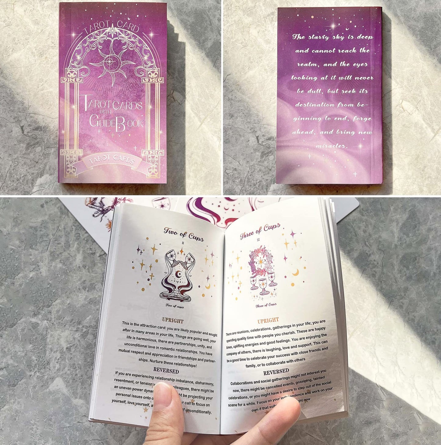 Tirlano 78 Tarot Cards With Guide Book - Tarot Deck Gift Set With Tarot Cloth, Chakra Stones & Tarot Bag, Purple Tarot Cards For