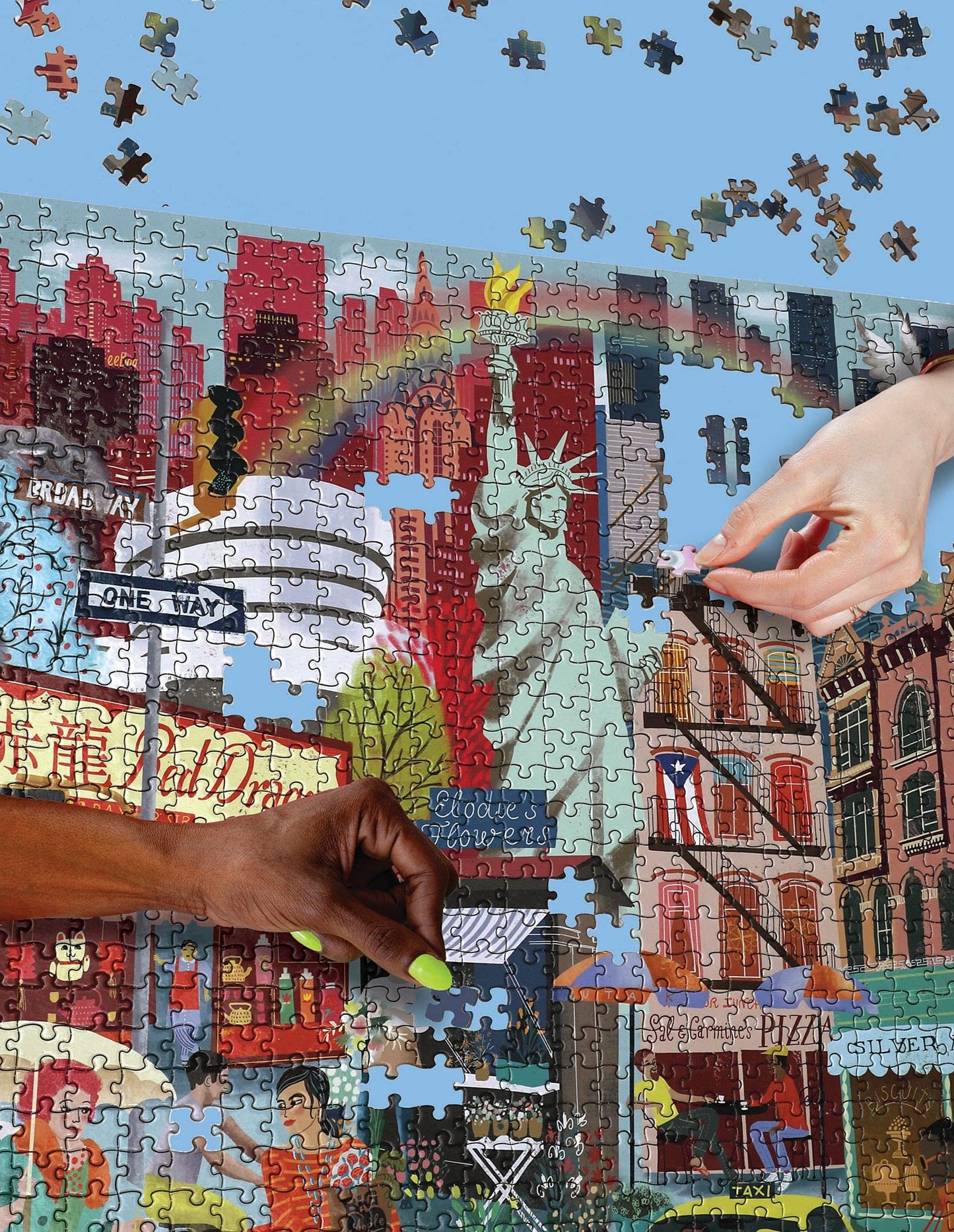 eeBoo: Piece and Love New York Life 1000-piece square mature-themed Jigsaw Puzzle Jigsaw Puzzle for mature-themeds and Families includes Glossy Sturdy Pieces and Minimal Puzzle Dust