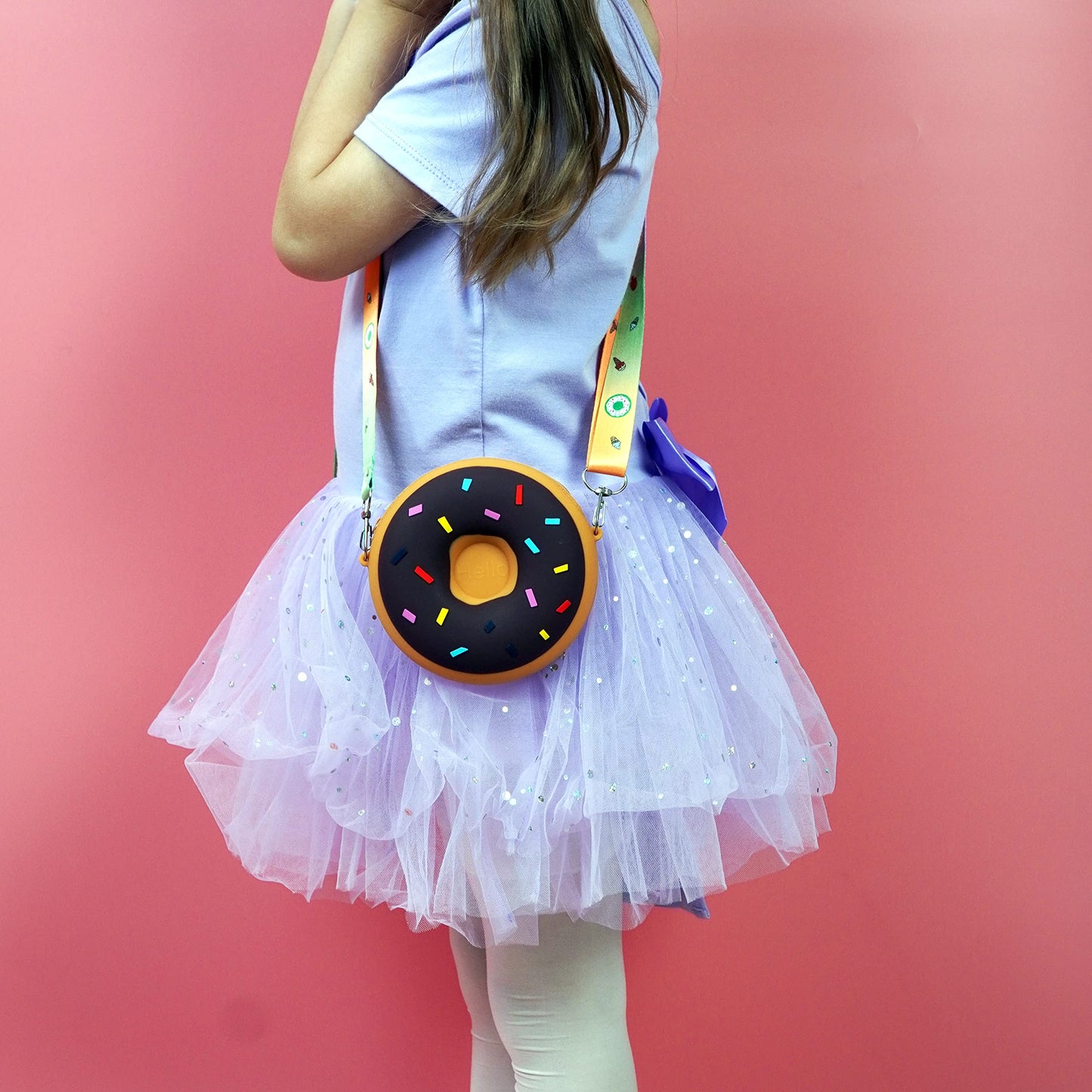 CONTRACONTACT Donut Girl Purse Party Set of 4, Kids Toys Crossbody Gift Sets in Four Colors for Girls Age 3+, Doughnut Toy Bags