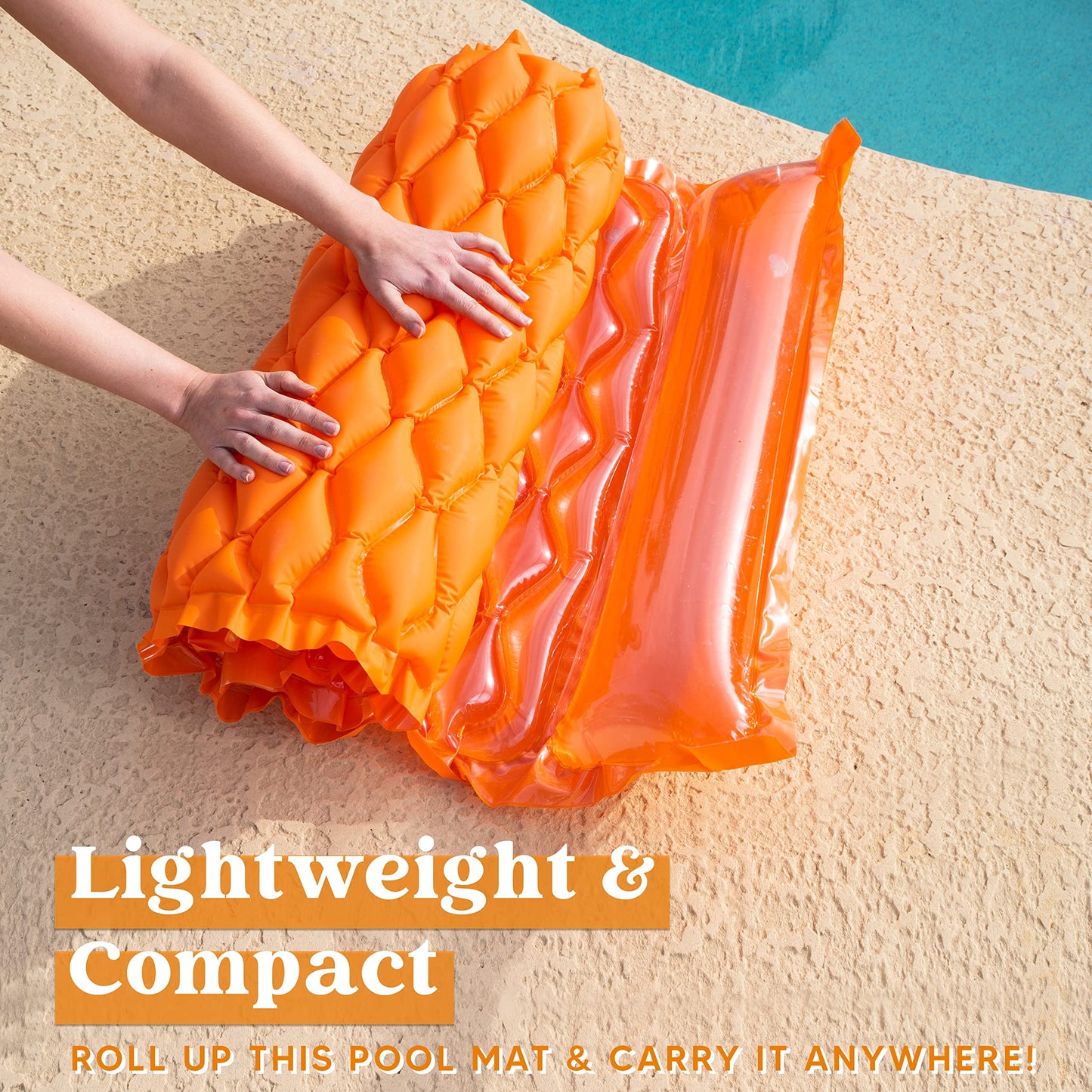 Sloosh 3 Pcs 64'' Inflatable Floating Mat, Easy Carry Inflatable Swimming Pool Mat Float Lounger For Adults Summer Swimming Pool
