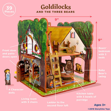 Storytime Toys Goldilocks And The Three Bears 3D Puzzle - Book And Toy Set - 3 In 1 - Book, Build, And Play