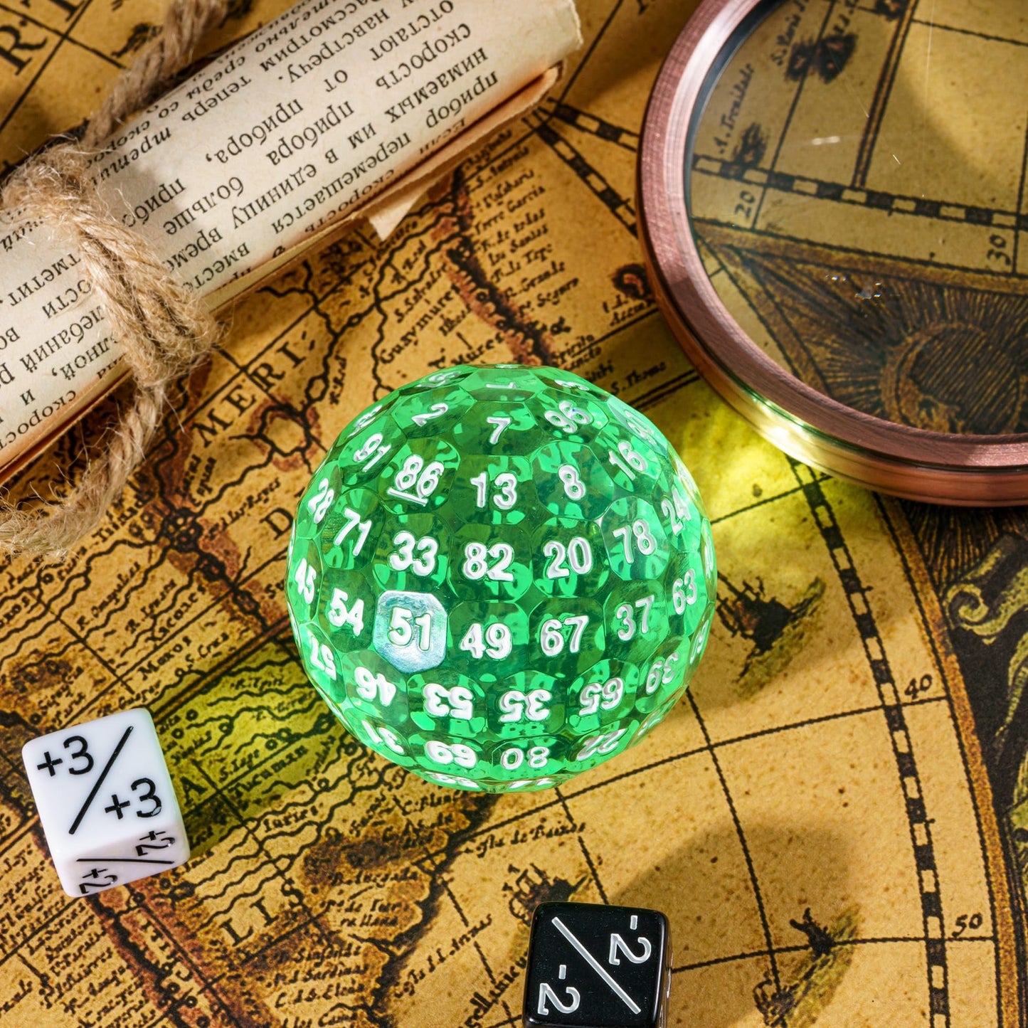 Poludie Upgraded D100 Dice, Single 100 Sided Polyhedral Dice D100 Die 50mm, D&D Dice D100 Game Dice, 100 Sided Cube with DND Dic