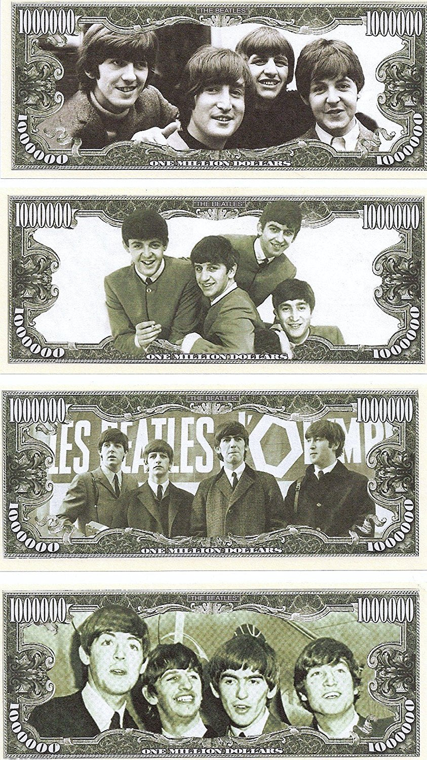 The Beatles $Million Dollar$ Novelty Bills Complete Set Of 4
