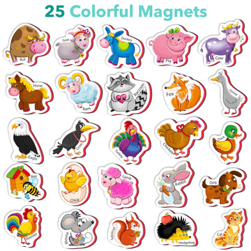 Little World Large Set Of 25 Foam Fridge Magnets For Toddlers 1-3 - Refrigerator Magnets For Kids - Baby Magnets For Refrigerato
