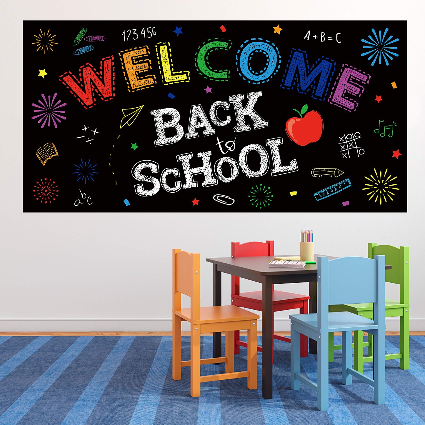 Back to School Banner Decorations - First Day of School Classroom Party Backdrop Supplies