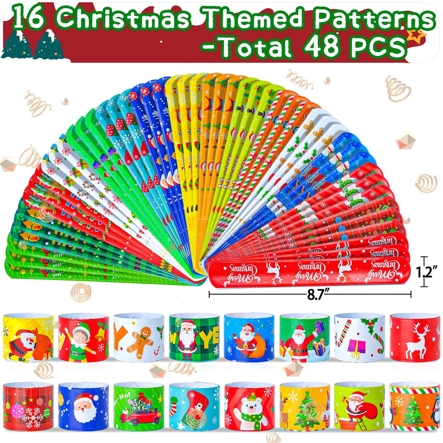 Christmas Gifts for Kids Party Favors Christmas Slap Bracelets for Kids Xmas Gifts for Students and Classes Christmas Stocking S