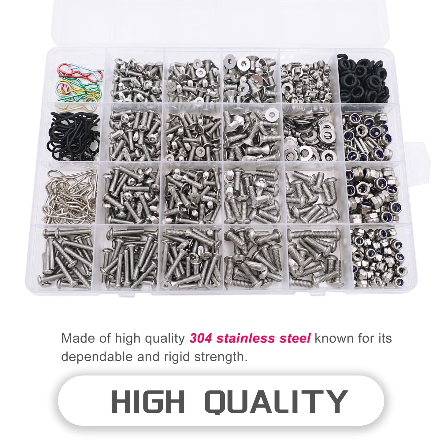 HOPLEX 1008PCS Universal RC Screw Kit Screws Assortment Set 304 Stainless Steel Hardware Fasteners for Traxxas Axial Redcat HPI