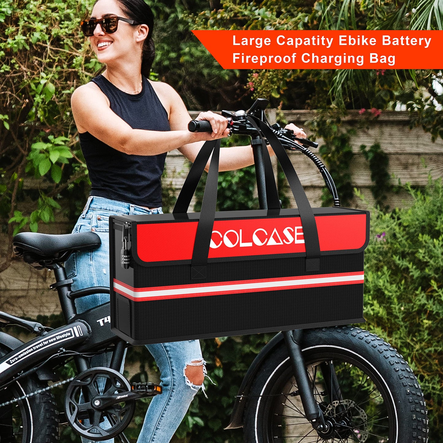 COLCASE Lipo Safe Bag Fireproof Explosionproof Ebike Battery Storage Bag and Lipo Battery Charging Bag with Combination Lock Sil