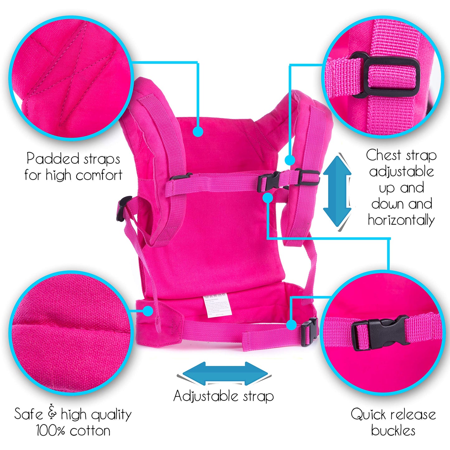 Happyvk Baby Doll Carrier Toys Doll Carrier Front Back For Little Girls Unicorn Embroidery