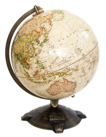 Globemaster Antique Globe 12" - Parchment Stainless Steel - Made in USA