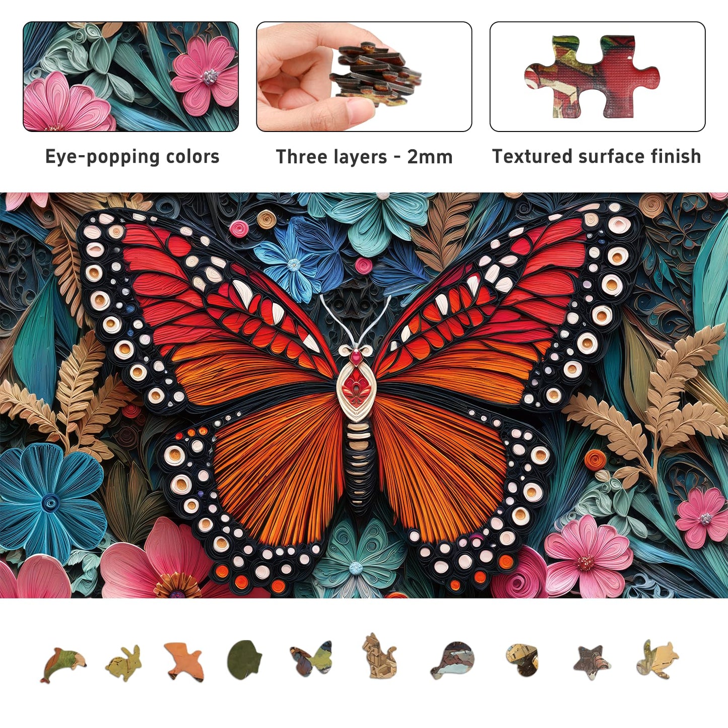 Naturelish Butterfly Jigsaw Puzzles For Adults 1000 Pieces, Brain Challenging Shaped Puzzle For Game Night, Family, Friends, Siz