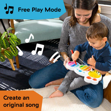 Baby Einstein Musical Toy Xylophone with Lights, Plastic, 7.09" H, Cal’s Curious Keys, Model 12927, Age 12+ Months