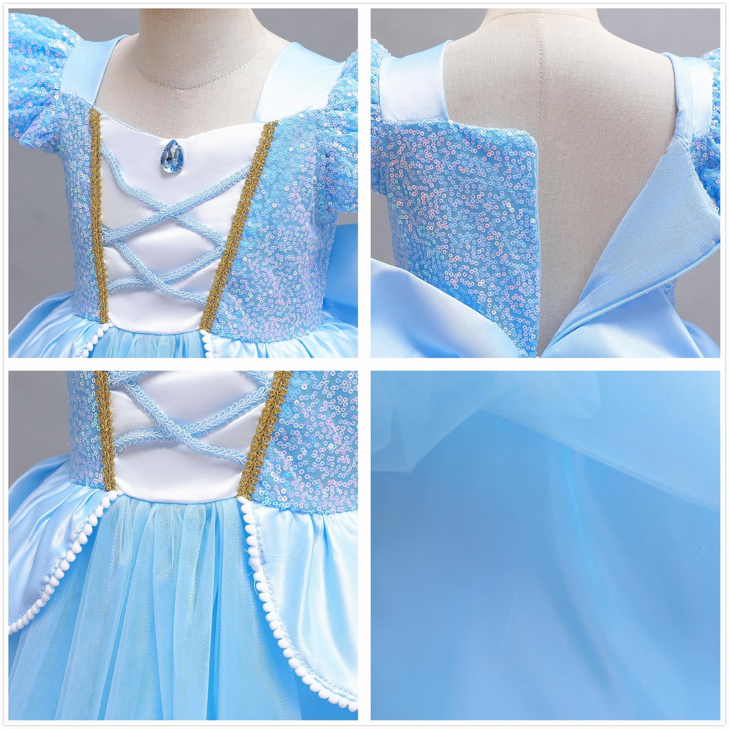 Bibeikele Princess Costume For Girls Dress Up Outfit With Rich Accessories 3-4Years(C08-100)