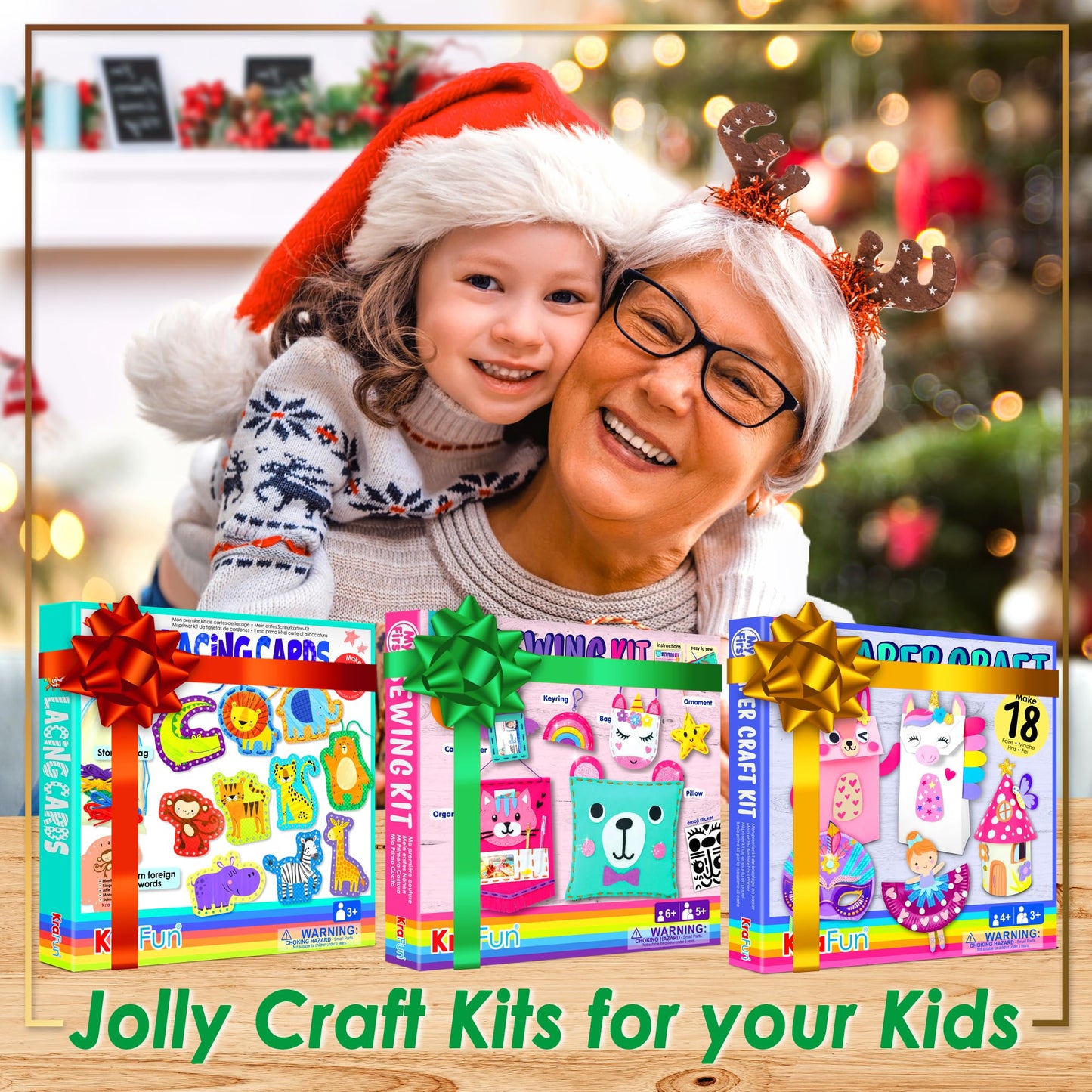 Krafun Beginner Mermaid Lacing Card Kit For Kids Arts & Crafts, 5 Easy Mermaid, Animal Lacing Projects, Lacing Cards For Toddlers, Fine Motor Preschool Skills Toys