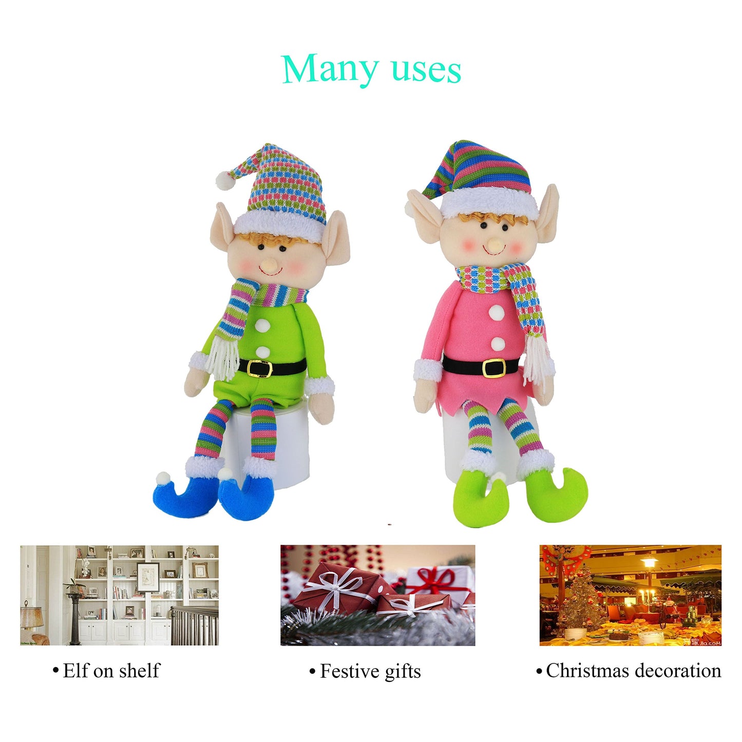 Wewill 20' Christmas Elf Dolls Bendy Plush Elves Soft Stuffed Toy Girl Fun Holiday Decorations For Kids