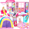 Style Shine Doll House Portable & Foldable Dollhouse W/ 60+ Pcs & 2 Dolls, Play House Toy With Bedroom Kitchen Furniture Camping