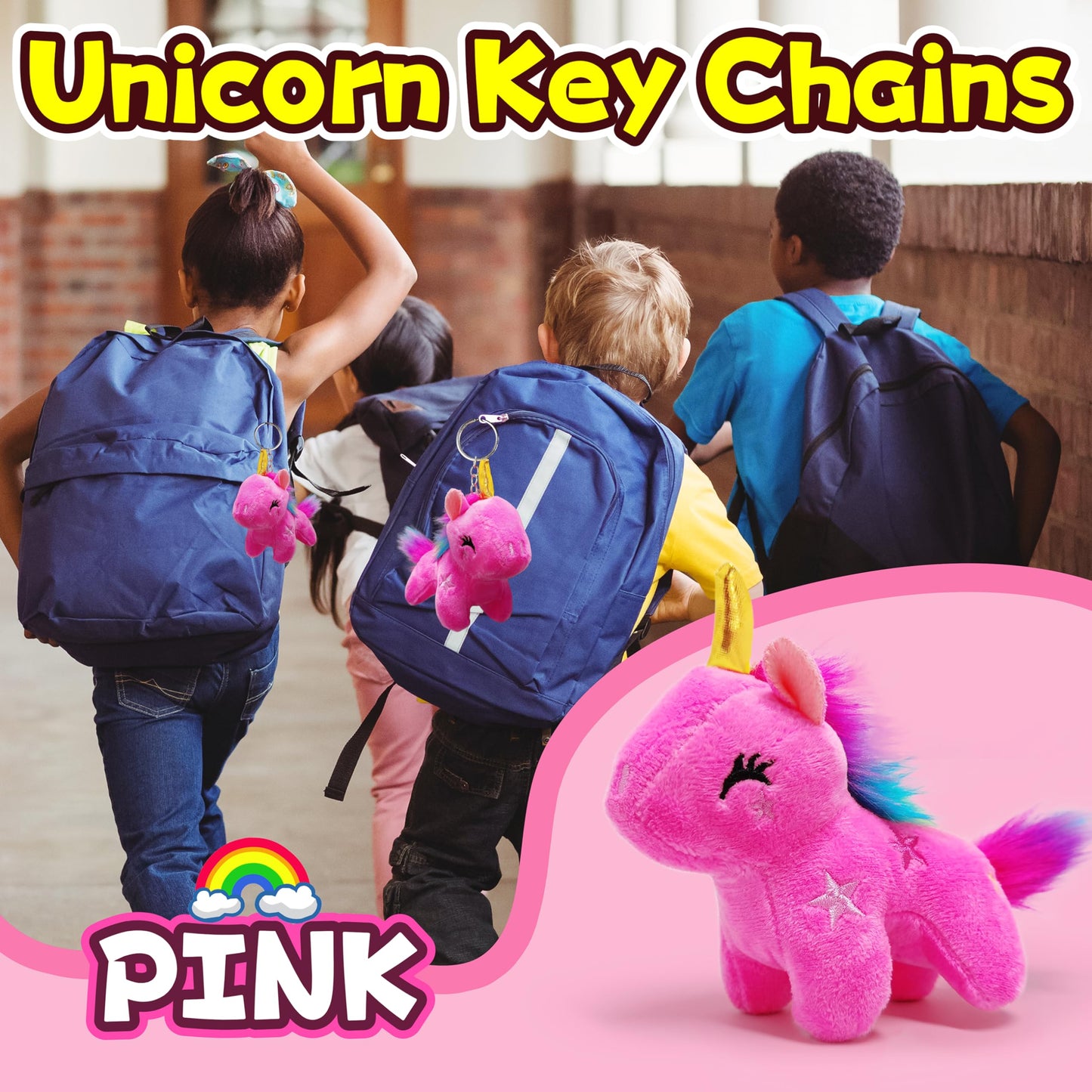 Pink Unicorn Stuffed Animals For Girls And Boys, Cute Unicorn Plush Toys Keychain, Soft And Fun Mini Plush Toy, Small Stuffed An
