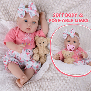 Milidool Realistic Reborn Baby Dolls Girl - Realistic Baby Dolls Girl Real Looking 18 inch Doll with Soft Poseable Body, Lifelik
