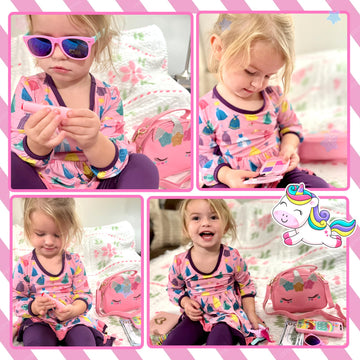 Toddler Girls Purse Toys Age 3-5 4-5 6-8, Kids Unicorn Play Purse Toys For Girls, Pretend Makeup Kit, Princess Pretend Play Girl