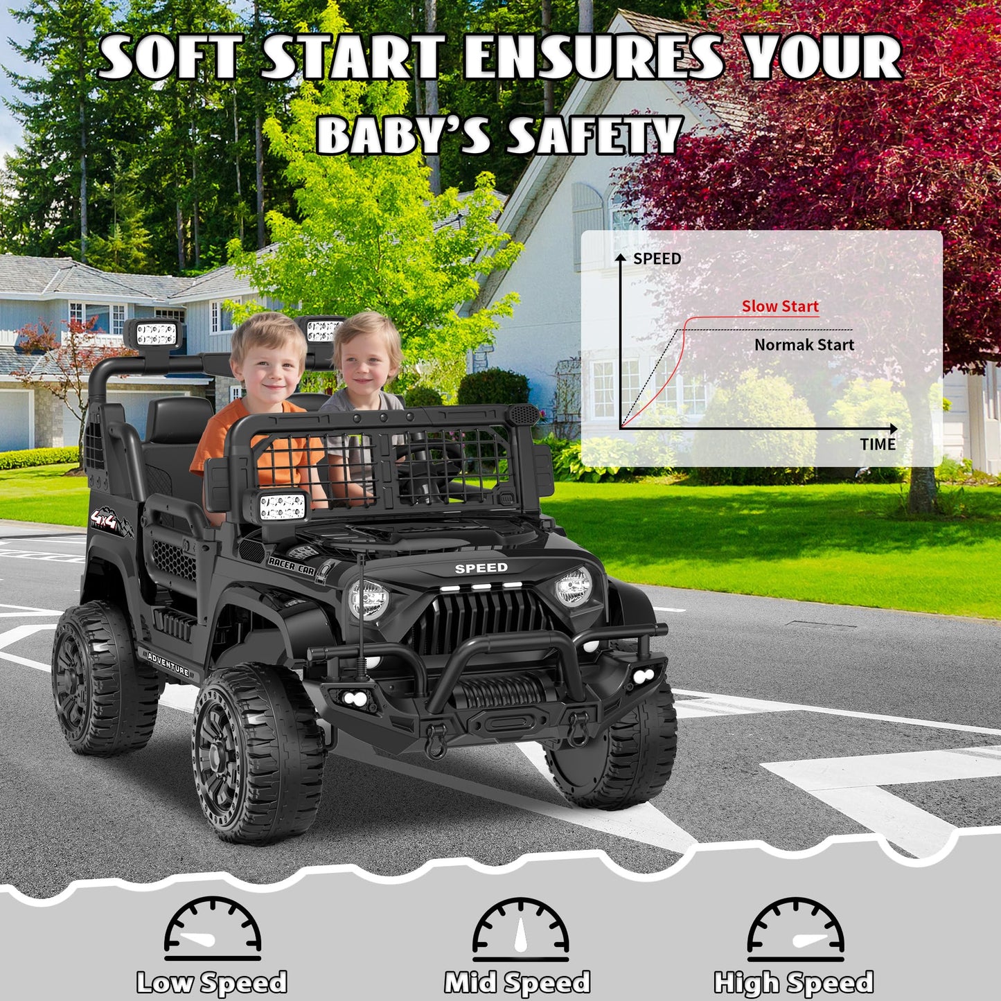 YunTopKids 24V Ride on Toys for Big Kids, 2 Seater Ride on Jeep Car with Remote Control, 800W Power Car Wheels 24 Volt Big Truck