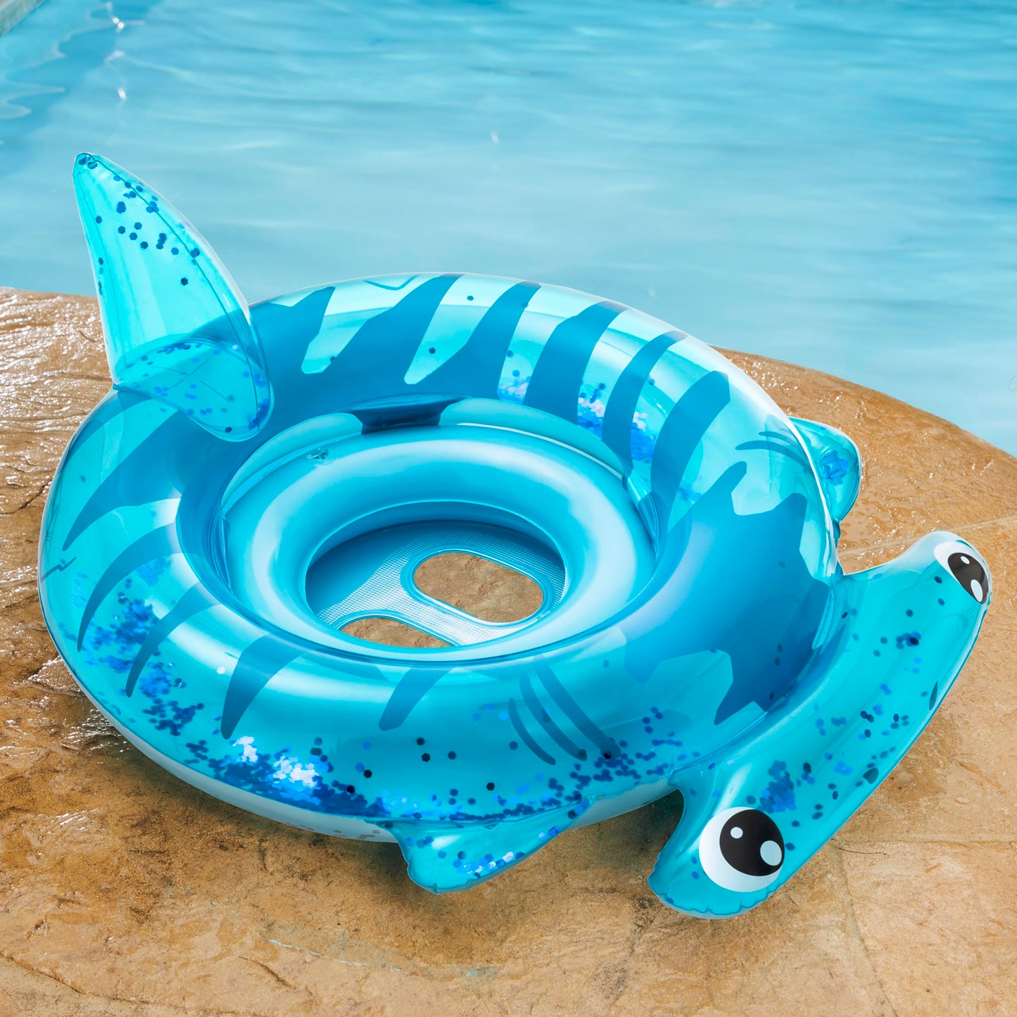 Aqua Sharkie Glitter Babyboat, Baby Swim Float With Splash & Play Activity Center Safety Seat