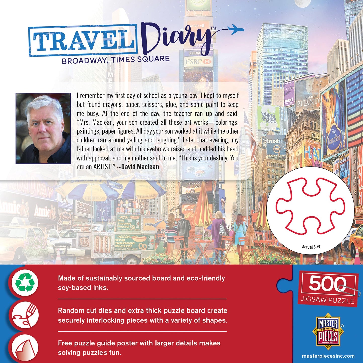 MasterPieces 500 Piece Jigsaw Puzzle - Broadway Times Square NYC Puzzle - 15x21 - mature-themeds & Family - New York City Landmarks