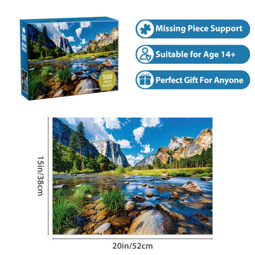 Nature Puzzle for mature-themed 500 Piece Puzzle Mountain Lake Landscape Puzzle Scenery Jigsaw Puzzles Scenic Art Home Decor DIY Funny Challenging Puzzle Game Toy for Mom Wife Friend