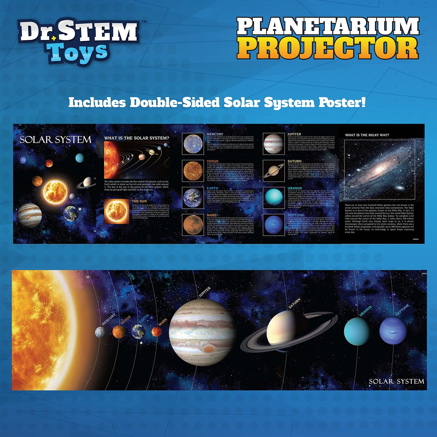Dr. STEM Toys Star Projector for Kids 5 & Up | Rotating Planetarium Projection Lamp Lights Up Your Childs Room with a Whole Gala