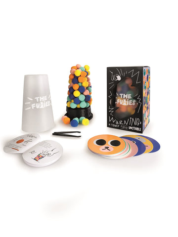 CMYK The Fuzzies Stacking Game - Multicolor Soft Fuzzballs Tower, 5x5x10 inches, Model 6920, Acrylic Material