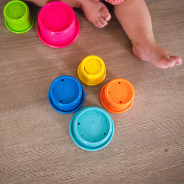The First Years Stack & Count Stacking Cups - Colorful Baby Stacking Water Toys Set - Stackable Cups for Learning - Baby Bath To