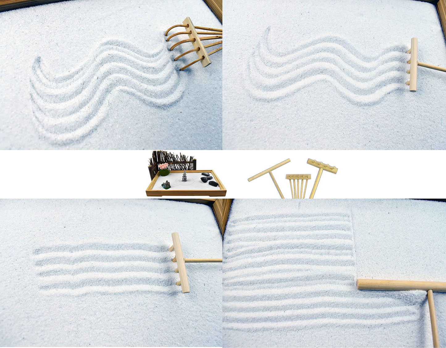 Artcome Japanese Zen Sand Garden For Desk With Rake, Stand, Rocks And Mini Furnishing Articles - Office Table Accessories, Mini