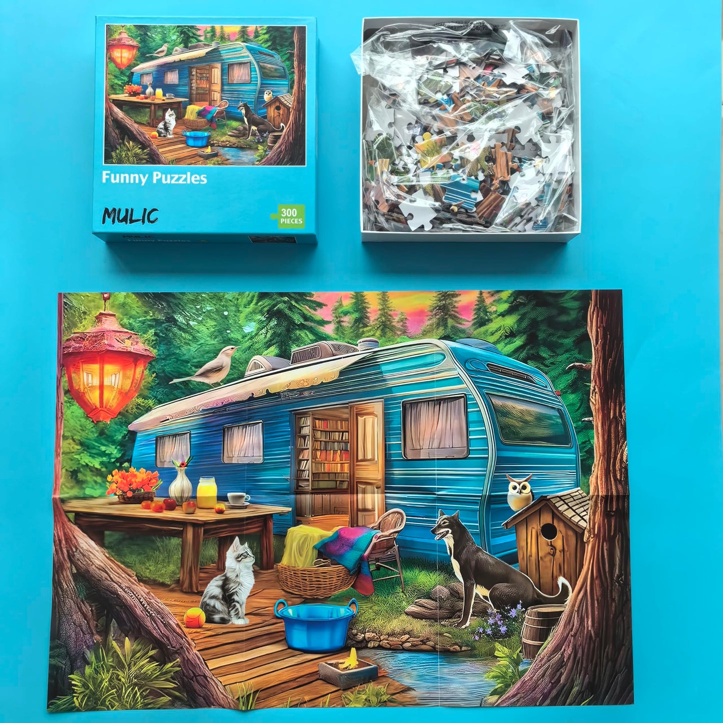 300 Pieces Jigsaw Puzzles For Adults - Puzzles For Kids Ages 6-8 8-10 10-12 - Large Piece Puzzles For Seniors - Woodland Caravan Camping