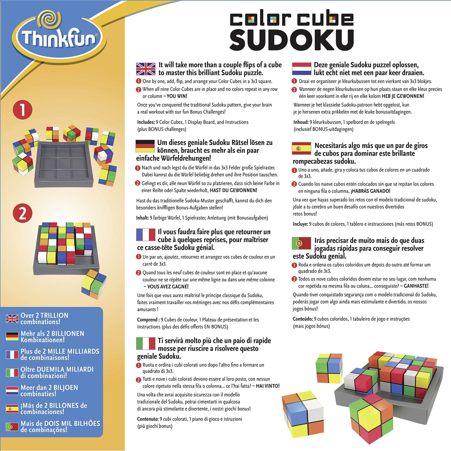 ThinkFun 76342 Color Cube Sudoku Game, Yellow