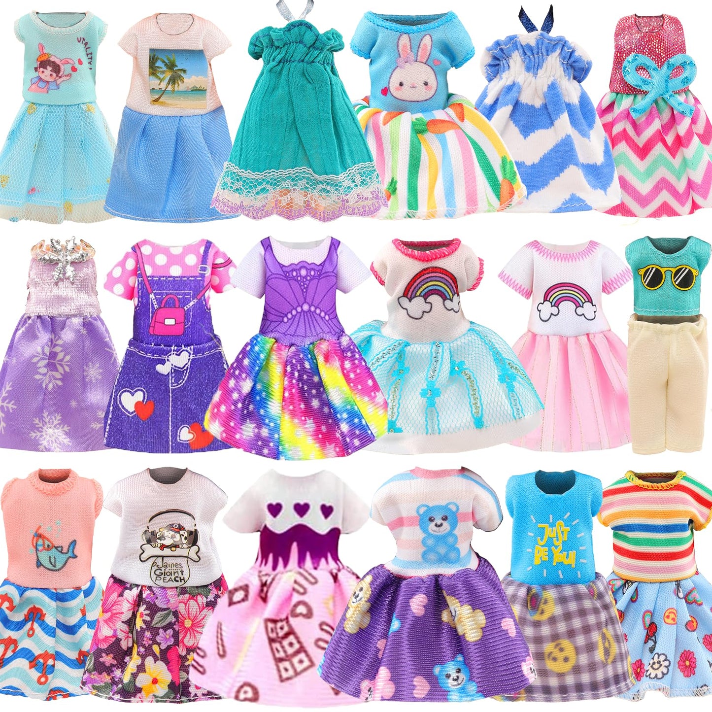 Miunana 12 Pcs 5.3 Inch Girl Doll Clothes Dress Outfits And Shoes For Chelsea Girl Doll Clothing With 2 Pairs Of Shoes For 4-6 Inch Chelsea Girl Dolls Clothes And Accessories Doll Top And Pants