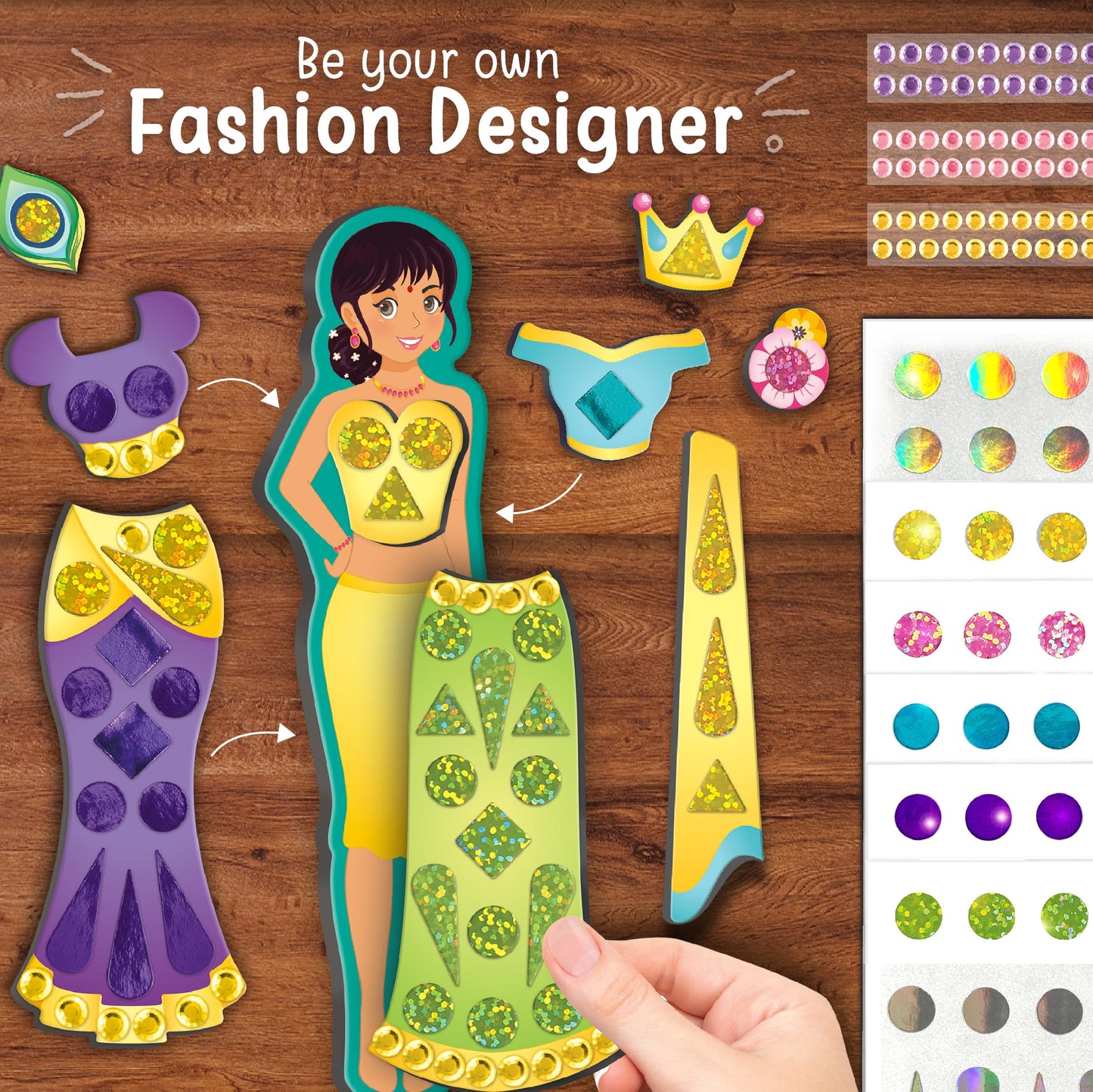 Imagimake DIY Magnetic Dress-Up Indian Princess Toys - 30 Magnetic Dresses & Accessories for Kids, Multicolor