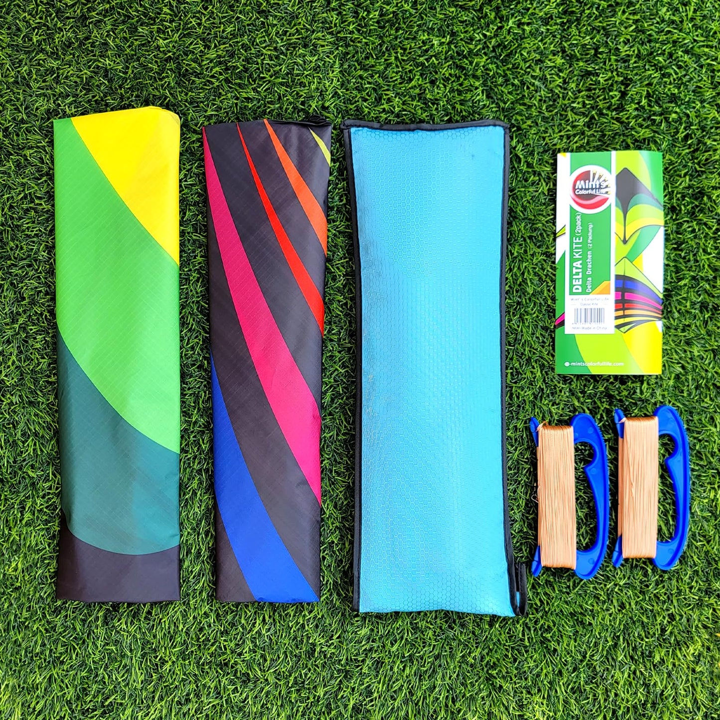 Mint'S Colorful Life 2 Pack Delta Kites For Kids & Adults, Extremely Easy To Fly Kite, Best Kite For Beginner(Green & Rainbow)