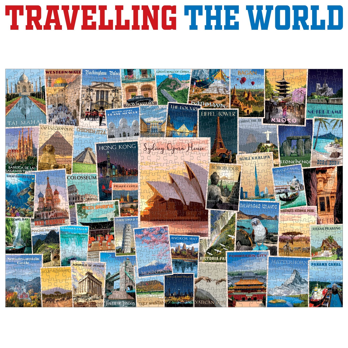 1000 Piece Jigsaw Puzzle, Travelling The World Postcard Collage Puzzle
