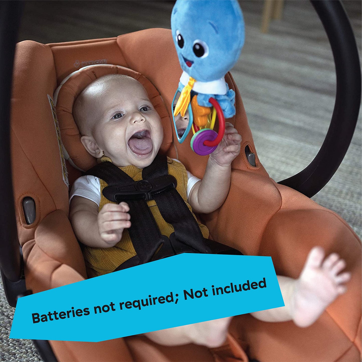 Baby Einstein Activity Arms Octopus Bpa Free Clip On Stroller Toy With Rattle And Mirror, Age Newborn + , Blue