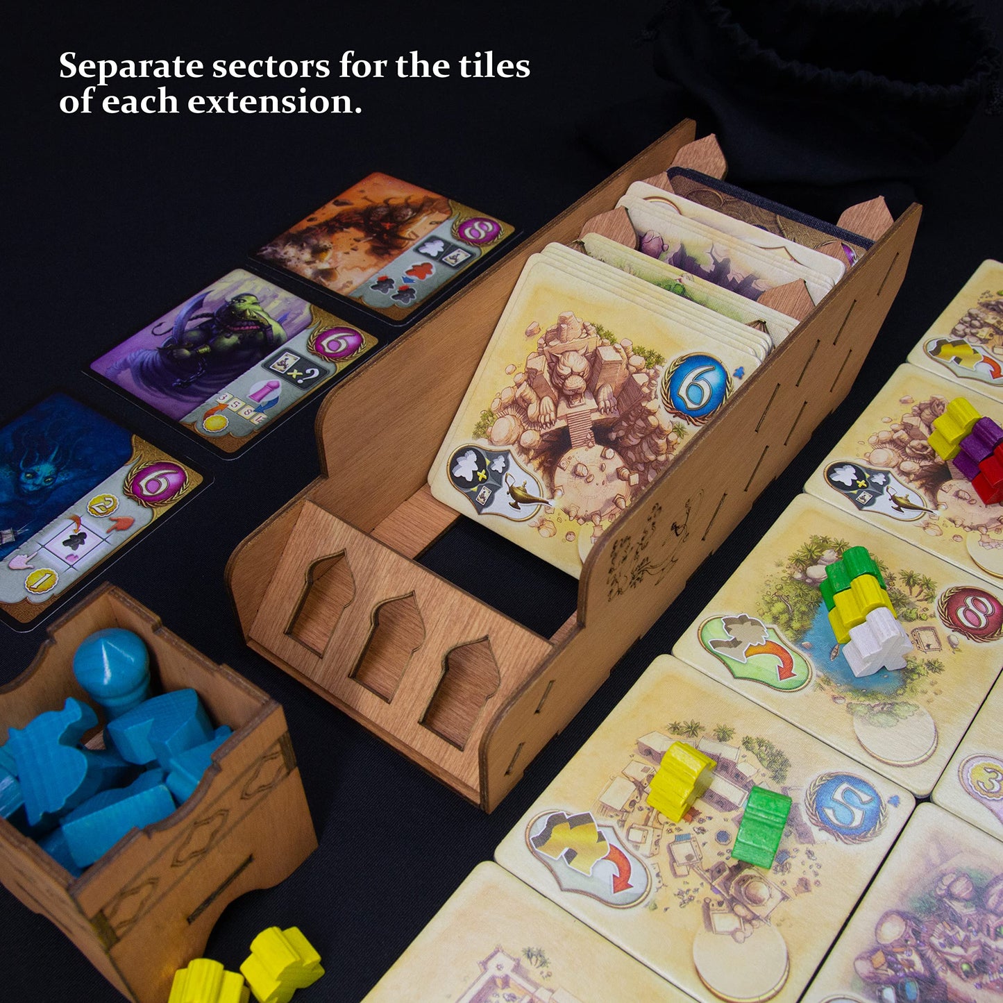 Smonex Organizer Insert Compatible With Five Tribes And All Expansions - Ideal Board Game Organizer For Vertical Storage - Laser