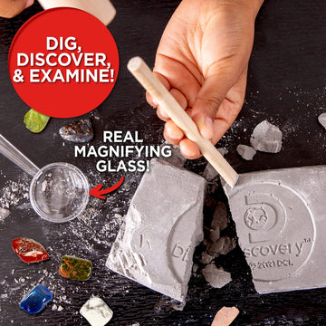 Discovery Kids Gemstone Dig STEM Science Kit, Excavation Tools, 11 Real Gemstones, Multicolor, Model 765940700686