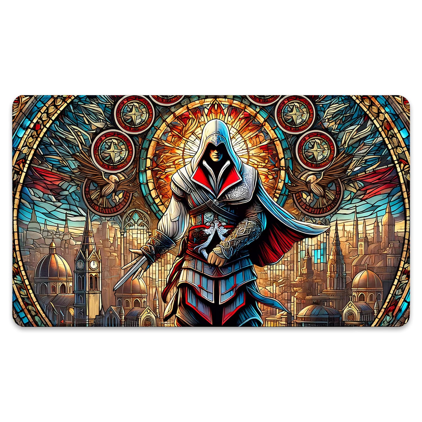 Wizcraft Gaming Paramint Stained Glass Assassin (Stitched) - Mtg Playmat - Compatible With Magic The Gathering Playmat - Play Mt