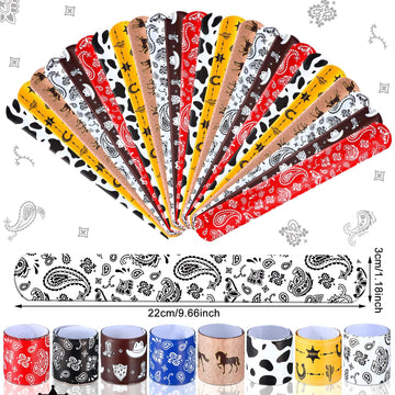 96 Pack 48 Pack Western Party Slap Bracelets Cowboy Cowgirl Bracelets Horse Wristbands for Western Themed Parties Kids Birthday