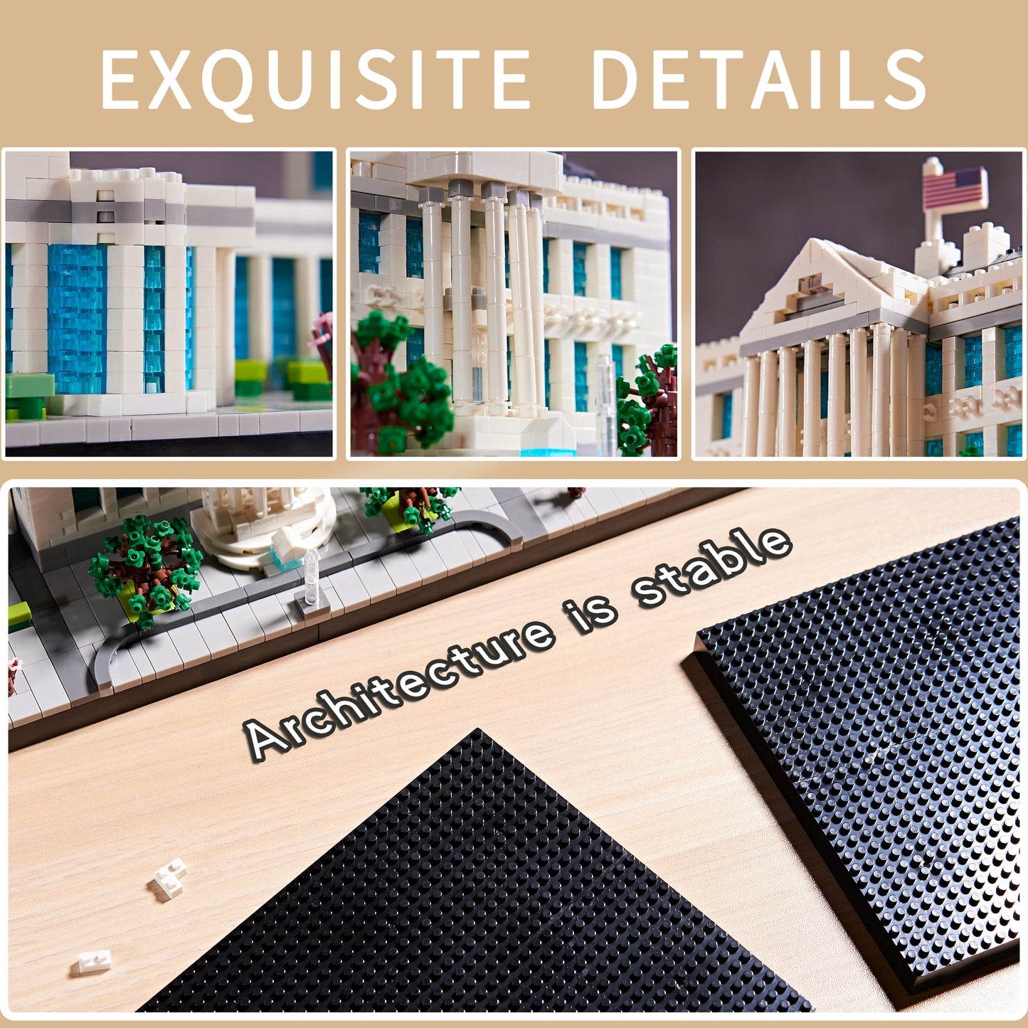 Jxrlmb White House Architecture Micro Building Blocks Sets For Adults 3520 Pcs U.S. Capital Famous World Landmark Collection Kit Toys For Kids Age Of 14+