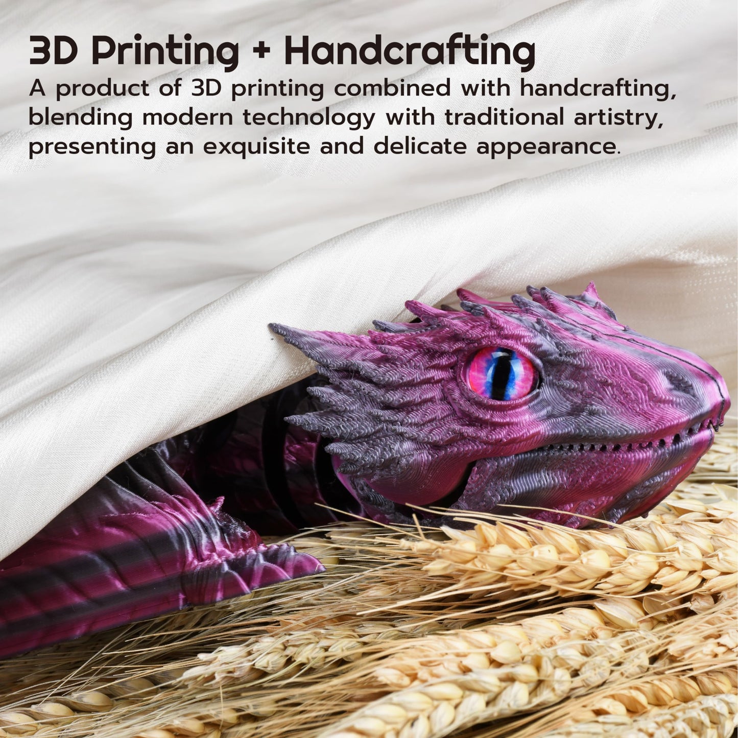 Guwewu Feathered Wyvern Dragon, 3D Printed Dragon, Articulated Dragon, Fidget Dragon, 3D Printed Toys, Desktop Pet (Azurewing)