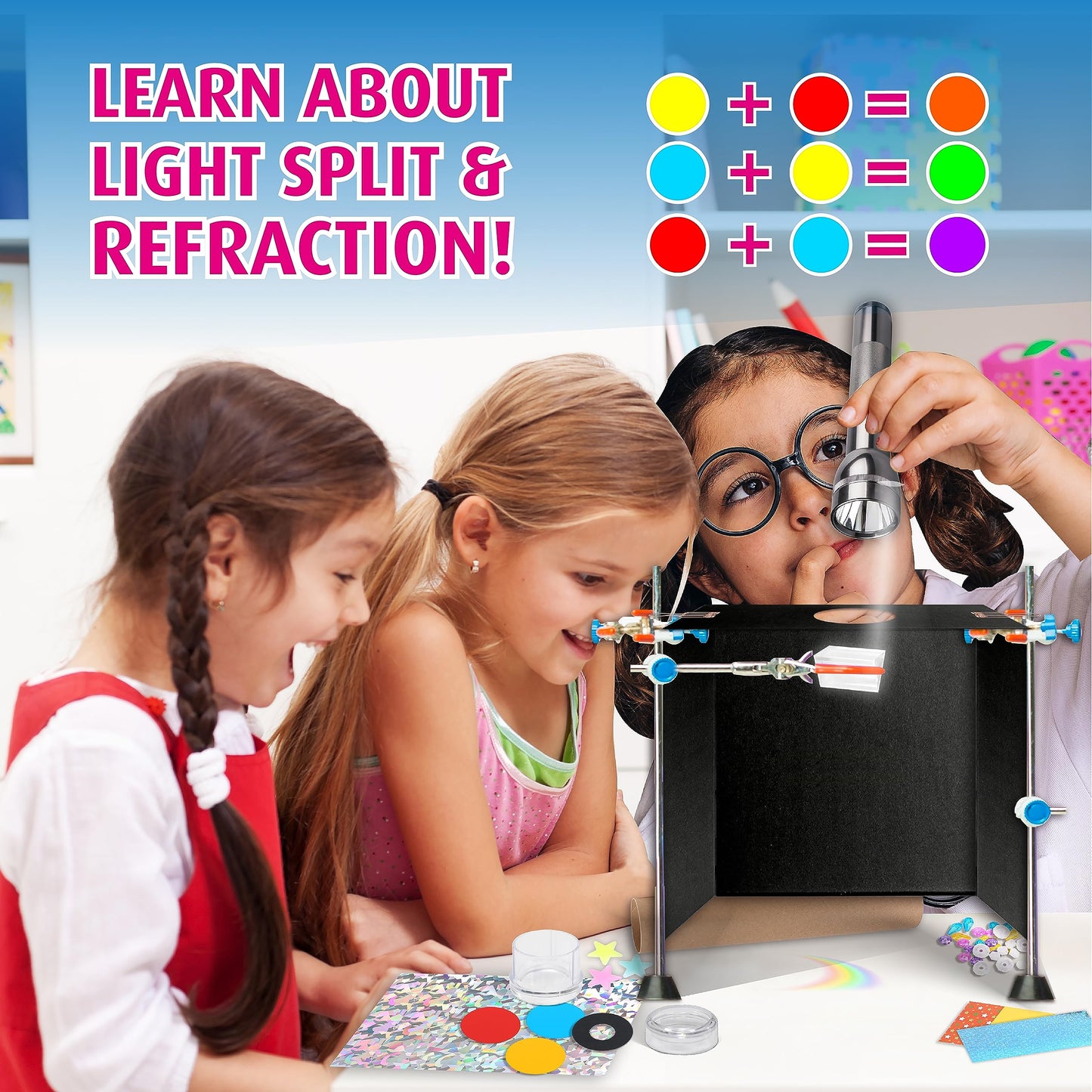 Twins Kaleidoscope Kit For Kids, Funkidz Diy Kaleidoscope Making Craft Kit With Prism Gift Optical Illusion Science Experiment Educational Stem Toy